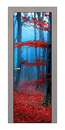 Decoralive – Bild für Tür Wald, Rot/Blau 73.00x211.00x0.05 cm bunt von Decoralive