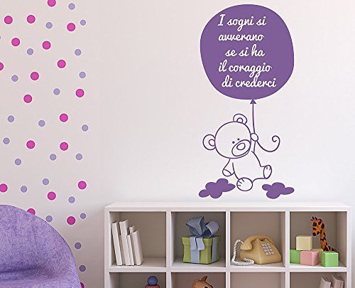 Decoramo Wandsticker Bär zwischen den Wolken Deko Wand, PVC, Lavendel, 60 x 0.1 x 30 cm von Decoramo