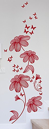 Decoramo Wandtattoos Wanddeko Zweig, PVC, Rot, 60 x 0.1 x 70 cm von Decoramo