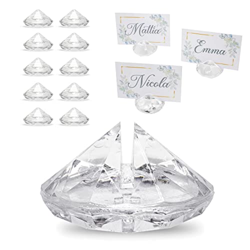 Decoraparty Diamantförmige Tischkarten, Acryl, 10er Set, Hochzeit, Taufe, Kommunion, Empfang von Decoraparty