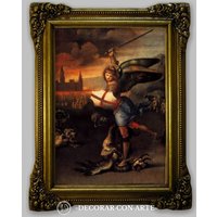 Gemälde „Der Heilige Michael Und Der Drache" Von Raffael. Reproduktion 90x70 cm. Alte von DecorarConArteShop