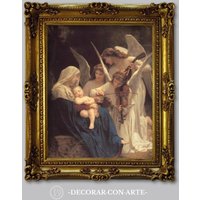Gemälde „Jungfrau Und Musizierende Engel" Von Bouguereau. Reproduktion 63x52 cm. Alte von DecorarConArteShop