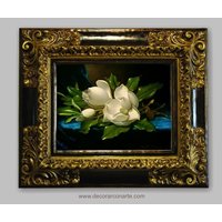 Gemälde „Magnolie in Blau" Von Heade. Reproduktion 64×54 cm. Alte von DecorarConArteShop