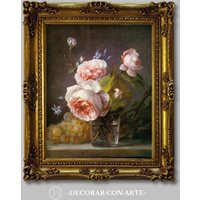 Gemälde „Rosen Im Glas" Von Anne Vallayer. Reproduktion 63x52 cm. Alte von DecorarConArteShop