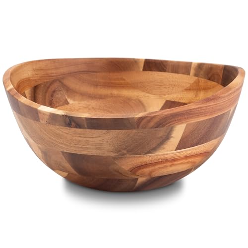 Decorasian 2 Stück Holzschale – edle Akazienholz Schale – Ideal als Salatschüssel aus Holz, Obstschale oder Brotschale – Nachhaltige Holz Schüssel - natur 17.8cm von Decorasian