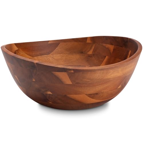 Decorasian 2 Stück Holzschale – edle Akazienholz Schale – Ideal als Salatschüssel aus Holz, Obstschale oder Brotschale – Nachhaltige Holz Schüssel - braun 25.4cm von Decorasian