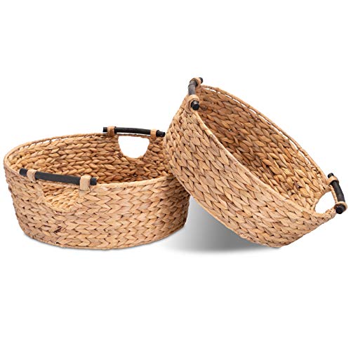 Decorasian 2er Set Korb Aufbewahrung rund geflochten aus Seegras mit Holzgriffen - Wasserhyazinthe 47cm + 42cm - Wäschekorb groß Decorasian 2er Set Korb Aufbewahrung rund geflochten aus Seegras mit Holzgriffen - Wasserhyazinthe 47cm + 42cm - Wäschekorb groß von Decorasian