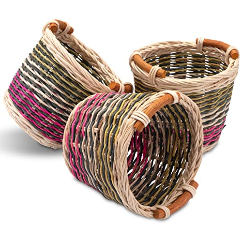 Decorasian Korb geflochten klein – Kleines Körbchen aus Rattan – Kleiner Korb zur Aufbewahrung und zum Basteln – Heißluftballon Geschenk – 3 Stück im Set von Decorasian