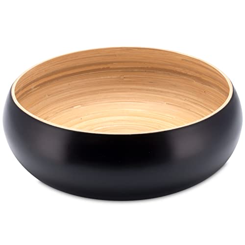 Decorasian Bambusschale groß und rund – Chips Schale bzw. Bowl - Obstschale Bambus hochwertig seidenmatt lackiert – 30cm schwarz von Decorasian