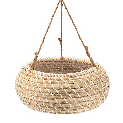 Decorasian Blumentopf hängend - Blumenampel, geflochten aus Seegras - Ampel mit Juteseil - Blumenhänger 25cm von Decorasian