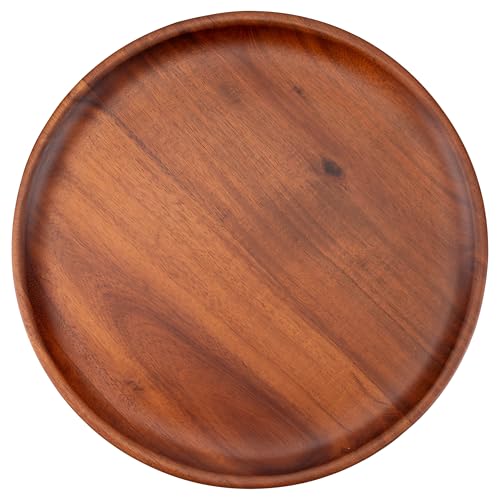 Decorasian Holzteller rund – Großer Akazienholz Teller, feines Holzgeschirr – Flacher Platzteller aus Holz, ideal als Dekoteller und zum Servieren - 2 Stück braun 30cm von Decorasian