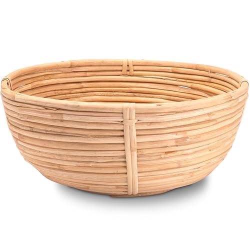 Decorasian Obstkorb geflochten rund aus Rattan - Obstschale groß - als Brotkorb BZW. Brötchenkorb oder Obstschale - 28cm von Decorasian