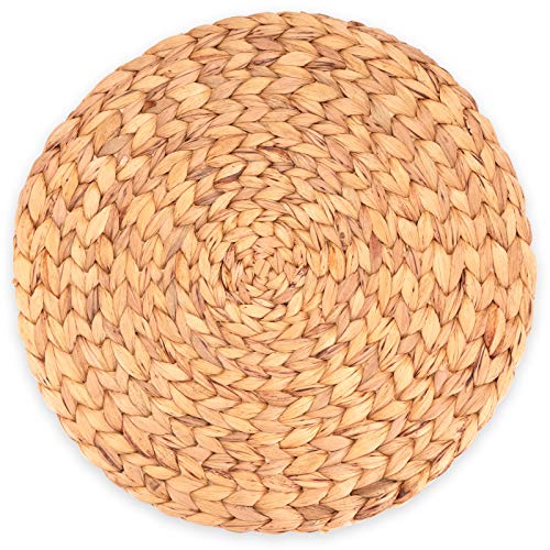 Decorasian Platzset aus Seegras - Wasserhyazinthe, 8er Set Tischset abwischbar 35cm Tischuntersetzer rund Natur von Decorasian