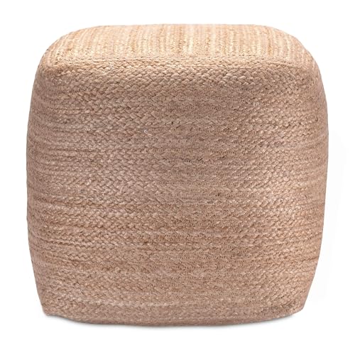 Decorasian Pouf Hocker – Fußstütze BZW. Fußhocker geflochten aus Jute – Sitzpouf im Boho Stil - Würfel von Decorasian