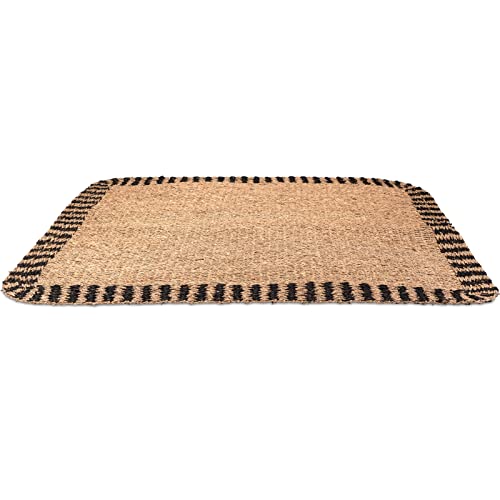 Decorasian Teppich geflochten aus Seegras - rechteckig 120cm x 90cm - Boho Vorleger aus Naturfaser in Sisal BZW. Jute Optik von Decorasian