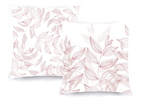 Decoratea Kissenbezüge, 50 x 50 cm, dekorative Kissenbezüge (2 Stück) für Sofa, Bett, Stuhl, Wohnzimmer, Schlafzimmer. Weiche, moderne und unsichtbare Reißverschlüsse (rosa Blätter) von Decoratea