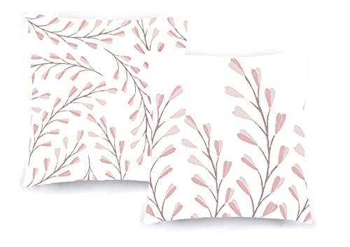 Decoratea Kissenbezüge, 50 x 50 cm, dekorative Kissenbezüge (2 Stück) für Sofa, Bett, Stuhl, Wohnzimmer, Garten, Outdoor. Weiche Baumwolle mit japanischen Blumenmuster (rosa Blumen) von Decoratea