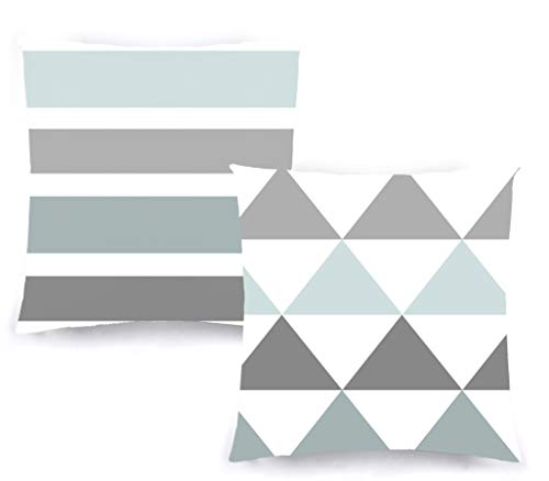 Decoratea Kissenbezüge 50x50 - Dekorative Kissenbezüge (2er-Set) für Sofa, Bett, Stuhl, Wohnzimmer, Auto. Sehr weich, modern und mit unsichtbarem Reißverschluss (Nordisch Blau) von Decoratea