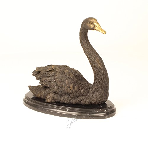 Bronzefigur Skulptur Motiv: Schwan auf Marmorsockel bronze Höhe 31 cm 6,2kg von Decoratie