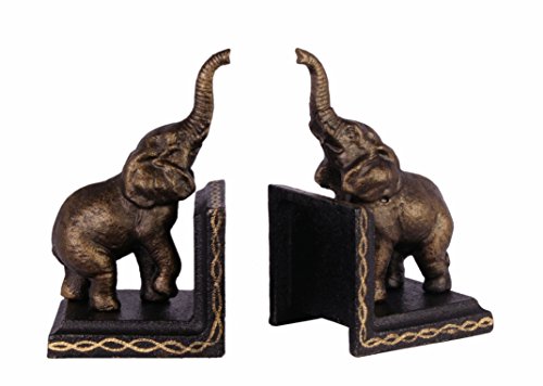 Buchstütze Buchende 2er Set Gusseisen Motiv: Elefanten Höhe 15 cm von Decoratie