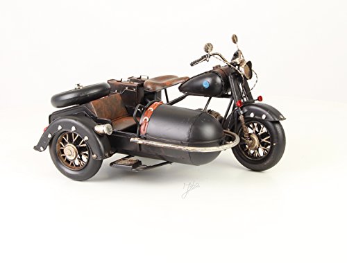 Deko Blech Motorrad mit Beiwagen Modell Retro Vintage Nostalgie Länge 32,1 cm von Decoratie