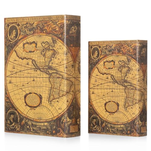 Deko Buchbox Kiste im Buchformat Aufbewahrungsbox 2er Set Nostalgie Motiv: Weltkarte Deko Buchbox Kiste im Buchformat Aufbewahrungsbox 2er Set Nostalgie Motiv: Weltkarte von Decoratie