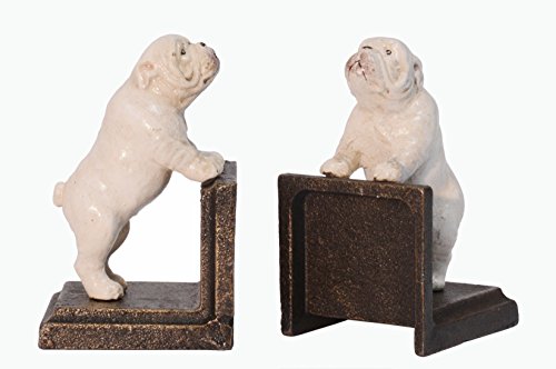 Deko Buchstütze Bücherstütze 2er Set Bulldogge Hund Nostalgie Vintage Gußeisen 7,8x7,8x13cm von Decoratie