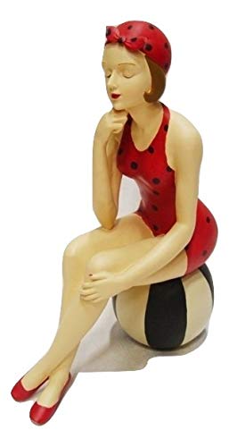 Deko Dekofigur Polyresin Figur Vintage Nostalgie Motiv: Lady Dame sitzend auf Ball Höhe 38 cm von Decoratie