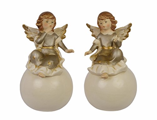 Deko Engel sitzend auf Kugel Porzellan 2er Set Nostalgie Höhe 17,5 cm Deko Engel sitzend auf Kugel Porzellan 2er Set Nostalgie Höhe 17,5 cm von Decoratie