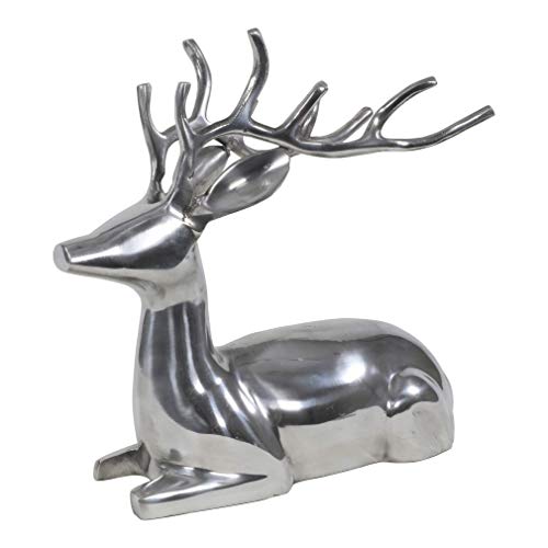 Deko Hirsch liegend Figur poliertes Aluminium 30x18x30 cm von Decoratie