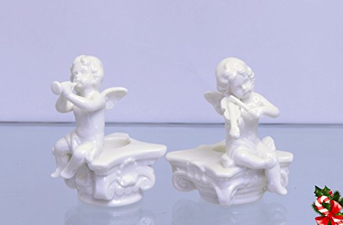 Deko Kerzenständer Kerzenhalter Porzellan weiß 2er Set Motiv: Engel Höhe 8,8 cm Deko Kerzenständer Kerzenhalter Porzellan weiß 2er Set Motiv: Engel Höhe 8,8 cm von Decoratie