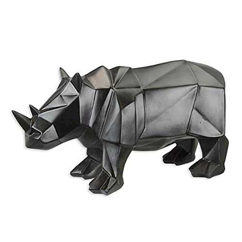 Deko Nashorn Rhinoceros Skulptur schwarz Polygonal 39,5 cm von Decoratie