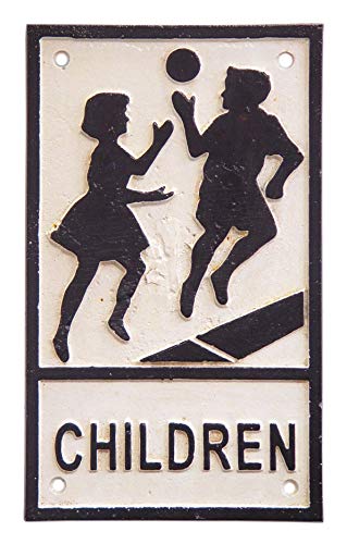 Deko Schild Türschild Wandschild Warnschild spielende Kinder Gußeisen Landhaus Stil 30,4cmx18,2cm von Decoratie
