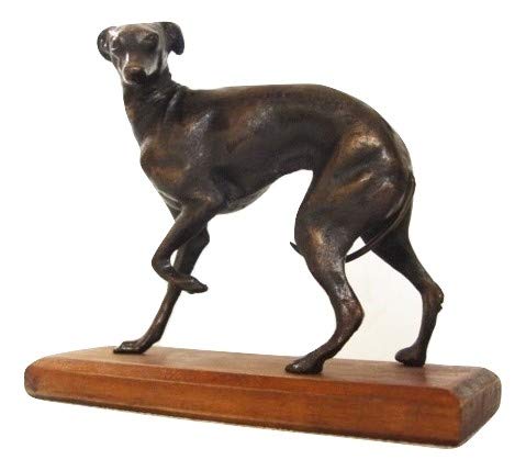 Deko Windhund Hund auf Holz Sockel Gußeisen Höhe ca. 15,5 cm von Decoratie