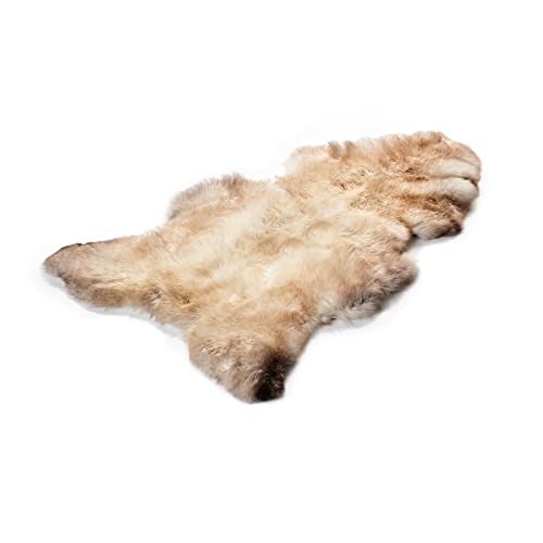 Decorating Sheepskins - Lammfell Schaffell Fell, geruchlos, weich und flauschig, Verschiedene Größen, natürliche Qualität, ideal als Teppich, Tagesdecke, Unterlage im Kinderwagen, Beige-grau Meliert von Decorating Sheepskins