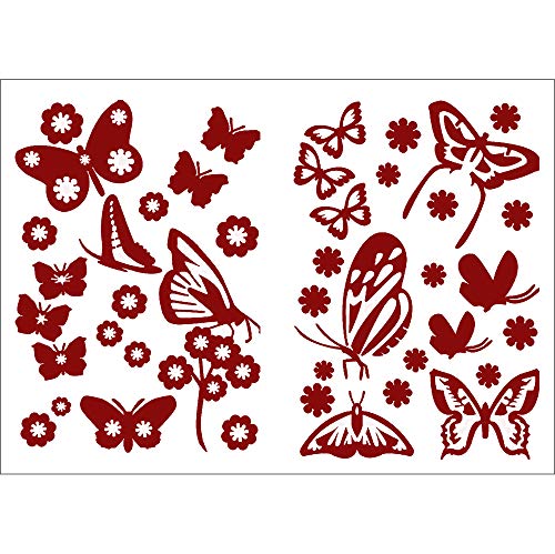 Dekoration, selbstklebend 152673 Schmetterlinge Bordeauxrot [1 Bogen 24 x 68 cm], Vynil, Rot, 24 x 68 cm von Décoration adhésive