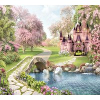 178"(W X 102"(H Prinzessin Schloss Kindertapete Kinderzimmer Märchen Vinyl Fototapete Große Wand Wandbilder von DecorationBoutiqShop