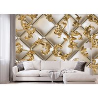 3D Effekt Goldene Monogramme Tapete Moderne Wand Dekor Premium Qualität Vinyl Fototapete Große Wandbilder von DecorationBoutiqShop