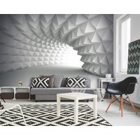 3D Tunnel Architektur Weiß Grau Tapete Moderne Wand Dekor Effekt Vinyl Fototapete Premium Qualität Abstrakt Große Wandbilder von DecorationBoutiqShop