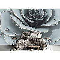 3D Volumetric Grau Rose Fototapete Moderne Wand Dekor Große Blumen Abstraktion Premium Qualität Vinyl Tapete Kunst Wandbilder von DecorationBoutiqShop