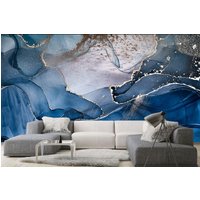 Abstrakte Dunkelblaue Marmor Textur Tapete Acrylfarben Moderne Fluid Art Mischfarbe Fototapete Große Wand Wandbilder Funkelnd von DecorationBoutiqShop