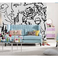 Abstrakte Tapete Mit Weiblichen Gesichtern Moderne Wanddekoration Graffity Wandkunst Vinyl Fototapete Premium Qualität Große Wand Wandbilder von DecorationBoutiqShop