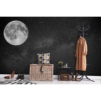 Big Moon , Sterne , Nachthimmel Tapete Moderne Wanddekoration , Schwarz Weiß Tapete, Universum, Vinyl Fototapete, Große Wand Wandbilder, Funkeln von DecorationBoutiqShop