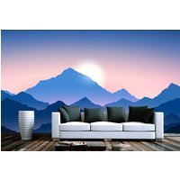 Blaue Berge Im Nebel Tapete Kinderzimmer Wandkunst Landschaft Malerei 3D Vinyl Fototapete Moderne Wanddekoration Große Wand Wandbilder von DecorationBoutiqShop