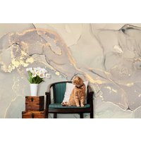 Fluid Pastelltöne Grau Gold Tapete Moderne Wand Dekor Premium Qualität Abstraktes Vinyl Fototapete Große Wandbilder Funkelt von DecorationBoutiqShop