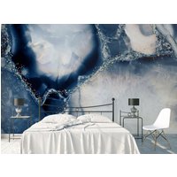 Luxus Abstrakt Dunkelblau Marmor Tapete Moderne Wand Dekor Premium Qualität Vinyl Fototapete Funkelt Große Wandbilder von DecorationBoutiqShop