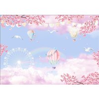 Rosa Traumhafte Wolken Regenbogen Luftballons Märchen Land Tapete Mädchenzimmer Wand Dekor Premium Qualität Fototapete Große Wandbilder von DecorationBoutiqShop