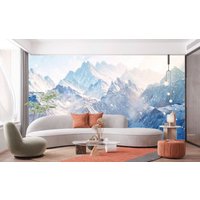 Schneeblaue Berge Natur Schöne Landschaft Frozen Fototapete Moderne Wand Dekor Premium Qualität Vinyl Große Wandbilder von DecorationBoutiqShop