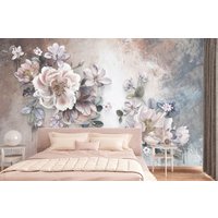 Schöne Vinyl Tapete Rosa Blau Blumen Moderne Wand Dekor Designer Fototapete Große Große Wandbilder von DecorationBoutiqShop