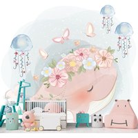 Schöne Rosa Wale Raumdekor Kleines Mädchen Tapete Aquarell Kinderzimmer Wandbild Ozean-Wand-Papier Große Wandmalereien Kuschelgröße Schöne Rosa Wale Raumdekor Kleines Mädchen Tapete Aquarell Kinderzimmer Wandbild Ozean-Wand-Papier Große Wandmalereien Kuschelgröße von DecorationBoutiqShop